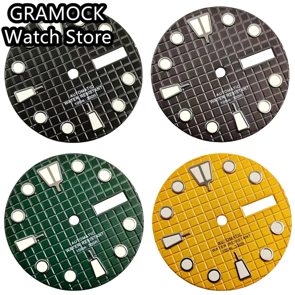 GRAMOCK 29 мм циферблат для часов вафельный циферблат двойной календарь C3 зеленый светящийся подходит для NH36 аксессуары для часов с автоматическим механизмом
GRAMOCK 29 мм циферблат для часов вафельный циферблат двойной календарь C3 зеленый светящийся подходит для NH36 аксессуары для часов с автоматическим механизмом