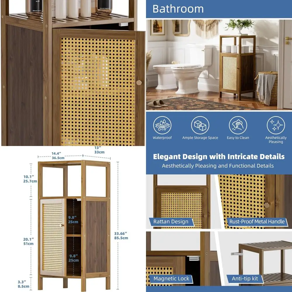 Walnut Single Door Bamboo Floor Cabinet for Bathroom and Living Room Storage
Walnut Single Door Bamboo Floor Cabinet for Bathroom and Living Room Storage