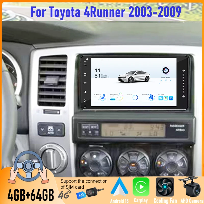 7' Carplay Android Auto Head Unit for Toyota 4Runner 2003-2009 4+64GB Stereo Radio with FM Bluetooth GPS And Rear Camera Support
7' Carplay Android Auto Head Unit for Toyota 4Runner 2003-2009 4+64GB Stereo Radio with FM Bluetooth GPS And Rear Camera Support