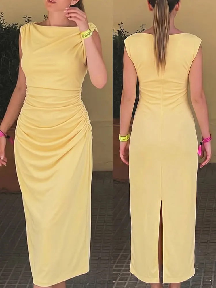 HH Womens Retro Yellow Long Dress Classic Ruched Side Zipper Vintage Wedding Casual Party Weekend Vacation Woman Slim Dresses
HH Womens Retro Yellow Long Dress Classic Ruched Side Zipper Vintage Wedding Casual Party Weekend Vacation Woman Slim Dresses