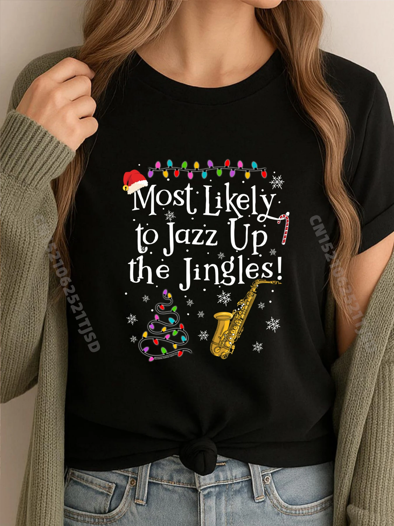 Most Likely To Jazz Up The Jingles Рождественская футболка большого размера Женская футболка с коротким рукавом Эстетическая
Most Likely To Jazz Up The Jingles Рождественская футболка большого размера Женская футболка с коротким рукавом Эстетическая