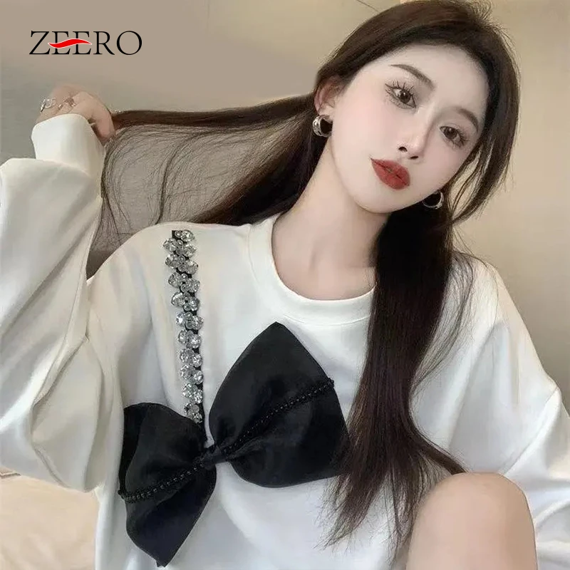 Korean Women Luxury Bow Diamonds Pullovers Female Oversized White Long Sleeve Loose Sweatshirts Female Winter Hoodies
Korean Women Luxury Bow Diamonds Pullovers Female Oversized White Long Sleeve Loose Sweatshirts Female Winter Hoodies