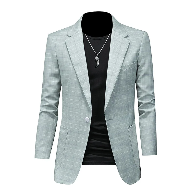 Мужской пиджак KIDWHXR: тонкий, модный, в клетку, однобортный, с карманами, отложным воротником, длинными рукавами, универсальная верхняя одежда
Мужской пиджак KIDWHXR: тонкий, модный, в клетку, однобортный, с карманами, отложным воротником, длинными рукавами, универсальная верхняя одежда