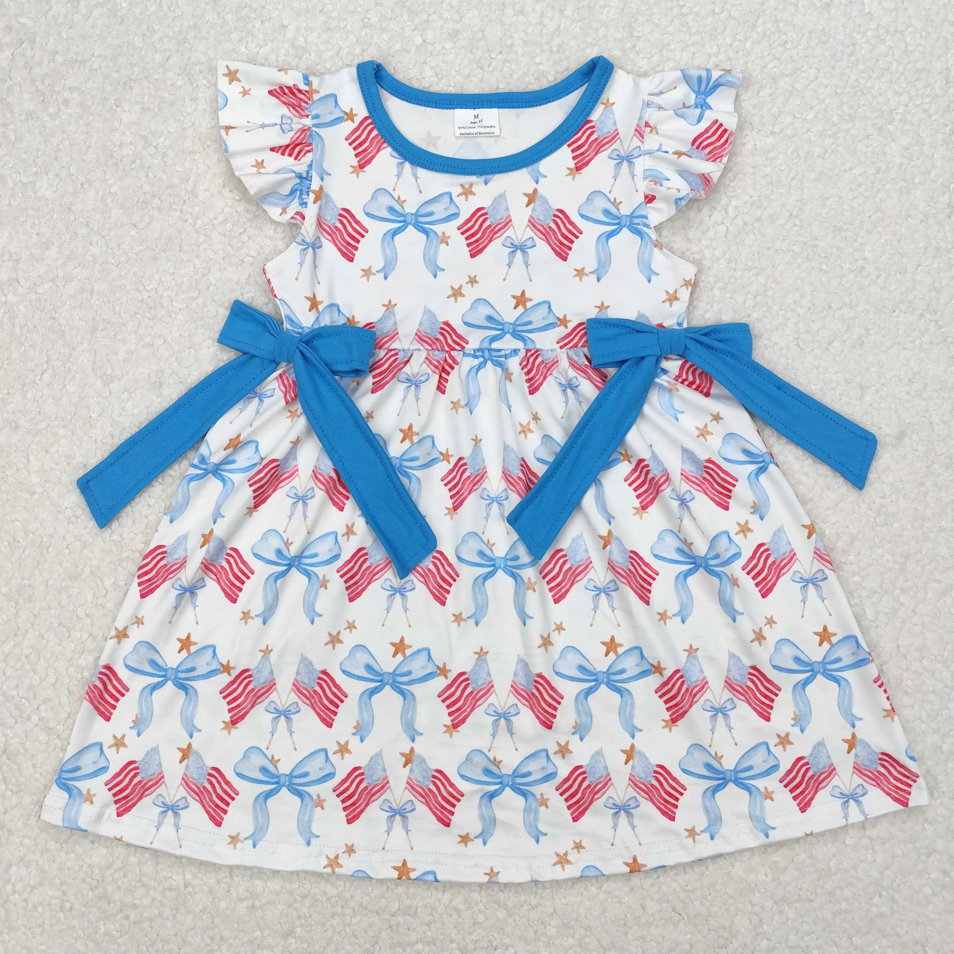 3.14 y New stock baby girls summer dress wholesale boutique National Day flag stars blue bow white flying sleeve dress
3.14 y New stock baby girls summer dress wholesale boutique National Day flag stars blue bow white flying sleeve dress