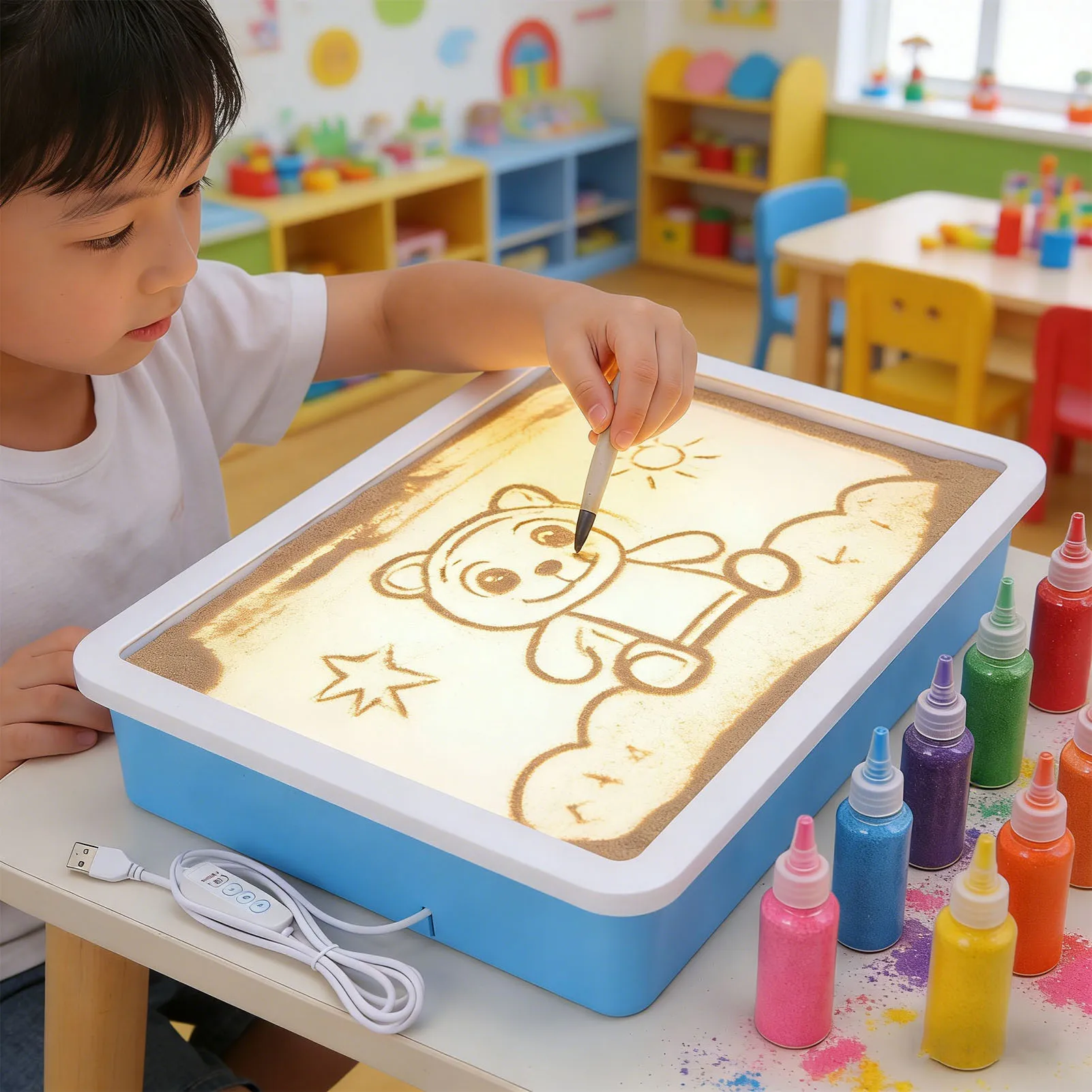 USB Sand Painting Light Box 3 Colors 10 Brightness Levels Portable LED Sensory Light Table for Kids Adults Classroom Meditation
USB Sand Painting Light Box 3 Colors 10 Brightness Levels Portable LED Sensory Light Table for Kids Adults Classroom Meditation