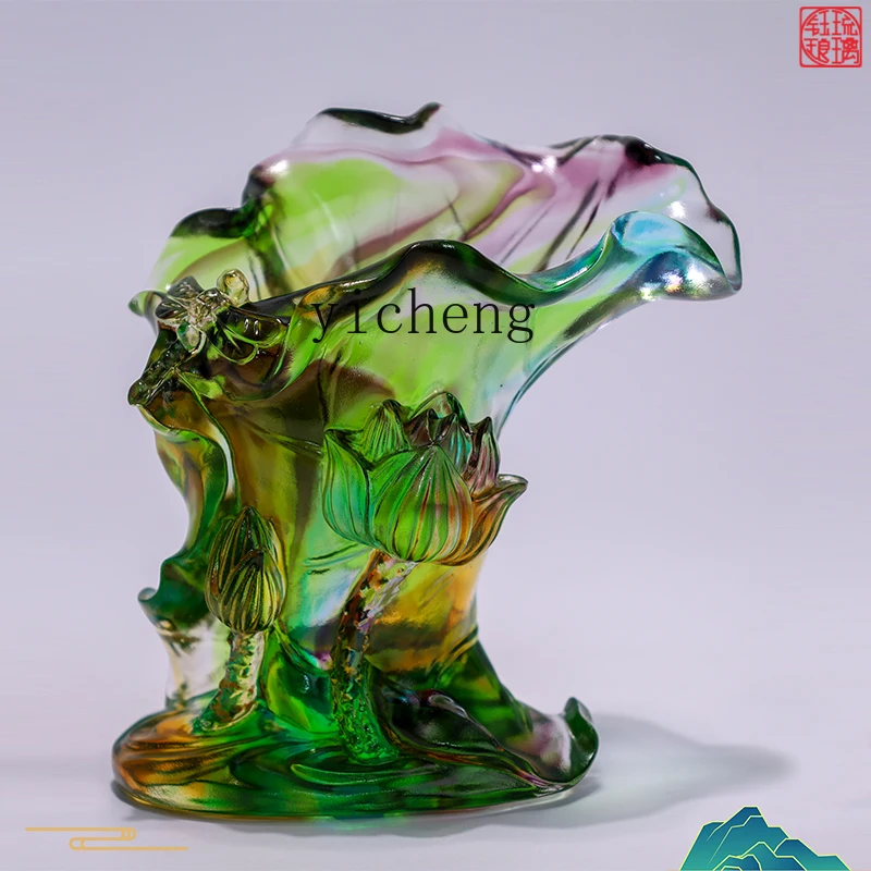 LX pavilion lotus leaf tube decoration home study tabletop ornament intangible cultural heritage gift to the teacher 
LX pavilion lotus leaf tube decoration home study tabletop ornament intangible cultural heritage gift to the teacher