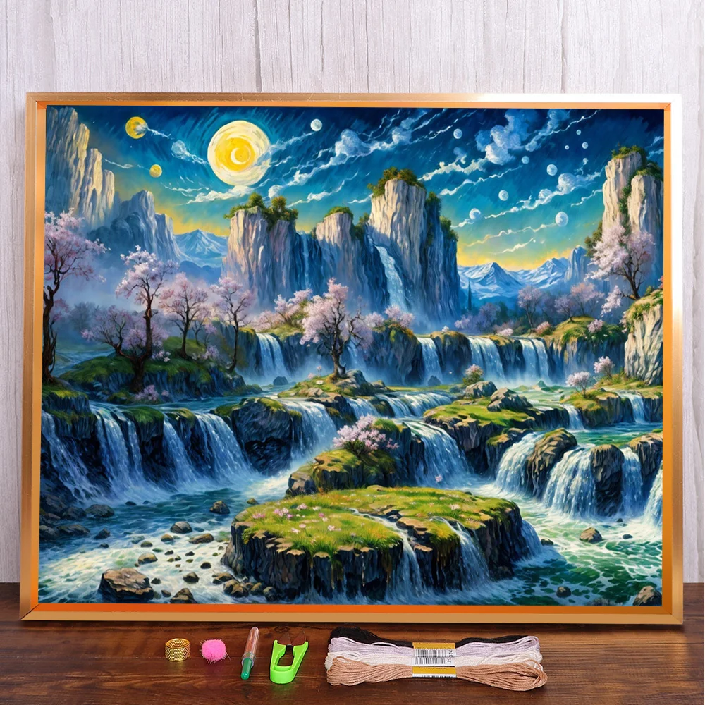 Landscape Moon Night Waterfall Cross-Stitch Full Kit DIY Embroidery Sewing Needlework Craft Handicraft Package Sales Magic
Landscape Moon Night Waterfall Cross-Stitch Full Kit DIY Embroidery Sewing Needlework Craft Handicraft Package Sales Magic