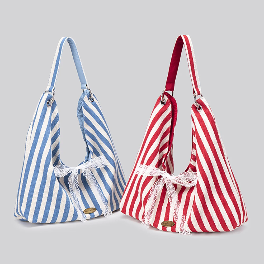 Striped Canvas Casual Totes Bags Women 2025 New Large Capacity University Student Class Shoulder Bag Lace Bow Tote Handbags
Striped Canvas Casual Totes Bags Women 2025 New Large Capacity University Student Class Shoulder Bag Lace Bow Tote Handbags