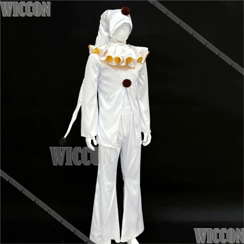 White Pierrot Horror Game Pharlequin Freakk Circuuss Cosplay White Clothes Man Hat Silver Long Wig Halloween Navidad Carnaval
White Pierrot Horror Game Pharlequin Freakk Circuuss Cosplay White Clothes Man Hat Silver Long Wig Halloween Navidad Carnaval
