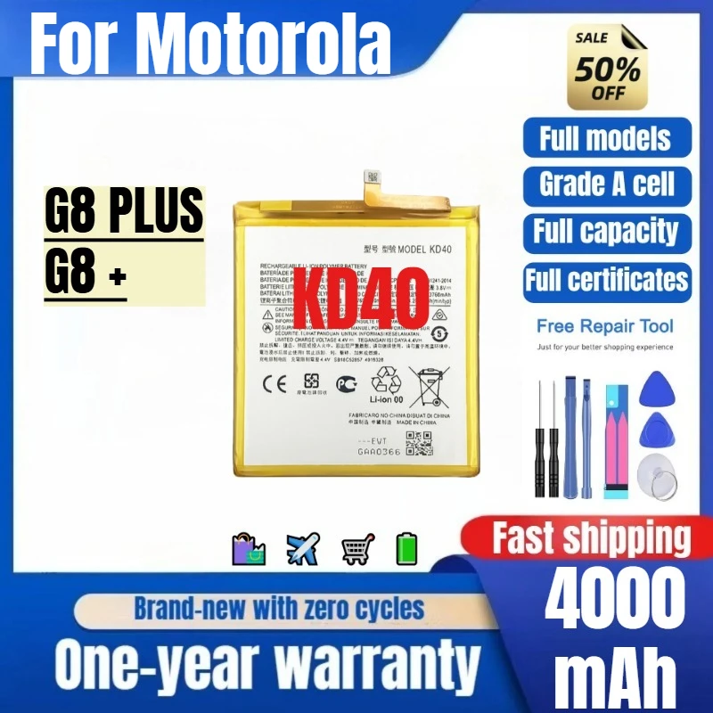 KD40 for Motorola G8 PLUS/G8 + Phone Battery 0 Cycle High Quality High Capacity Replacement Bateria Grade A Cell with Tools
KD40 for Motorola G8 PLUS/G8 + Phone Battery 0 Cycle High Quality High Capacity Replacement Bateria Grade A Cell with Tools