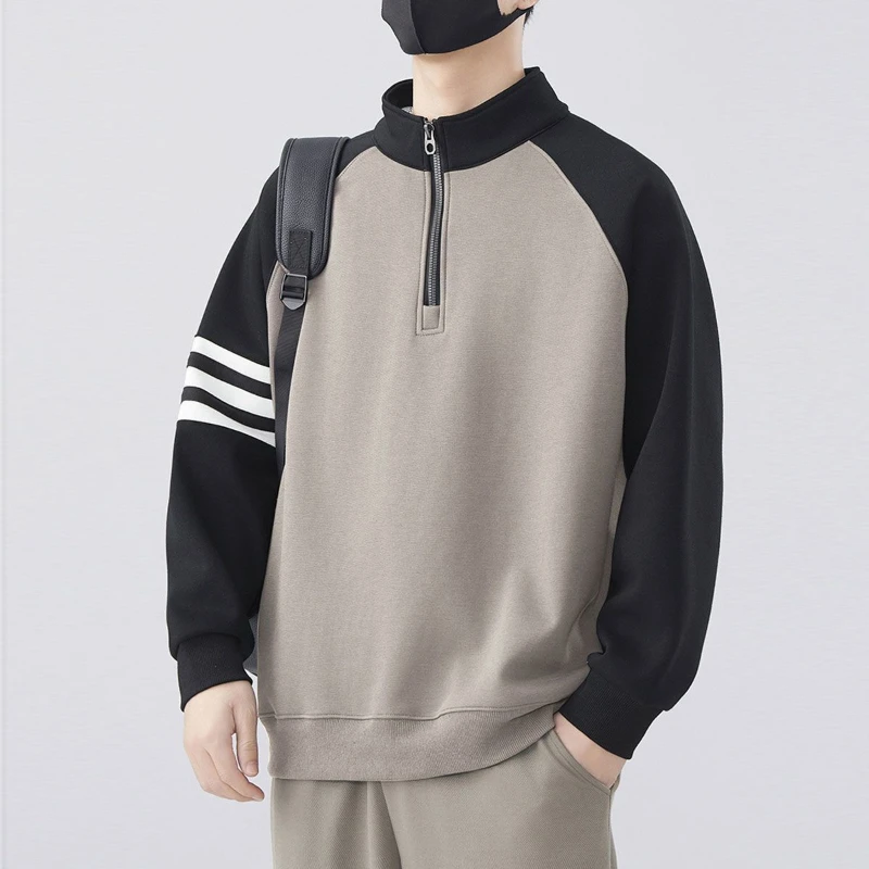 Half Zipper Sweatshirt Men's American Fashion Brand Splicing Contrasting Base Shirt Handsome Casual Top
Half Zipper Sweatshirt Men's American Fashion Brand Splicing Contrasting Base Shirt Handsome Casual Top