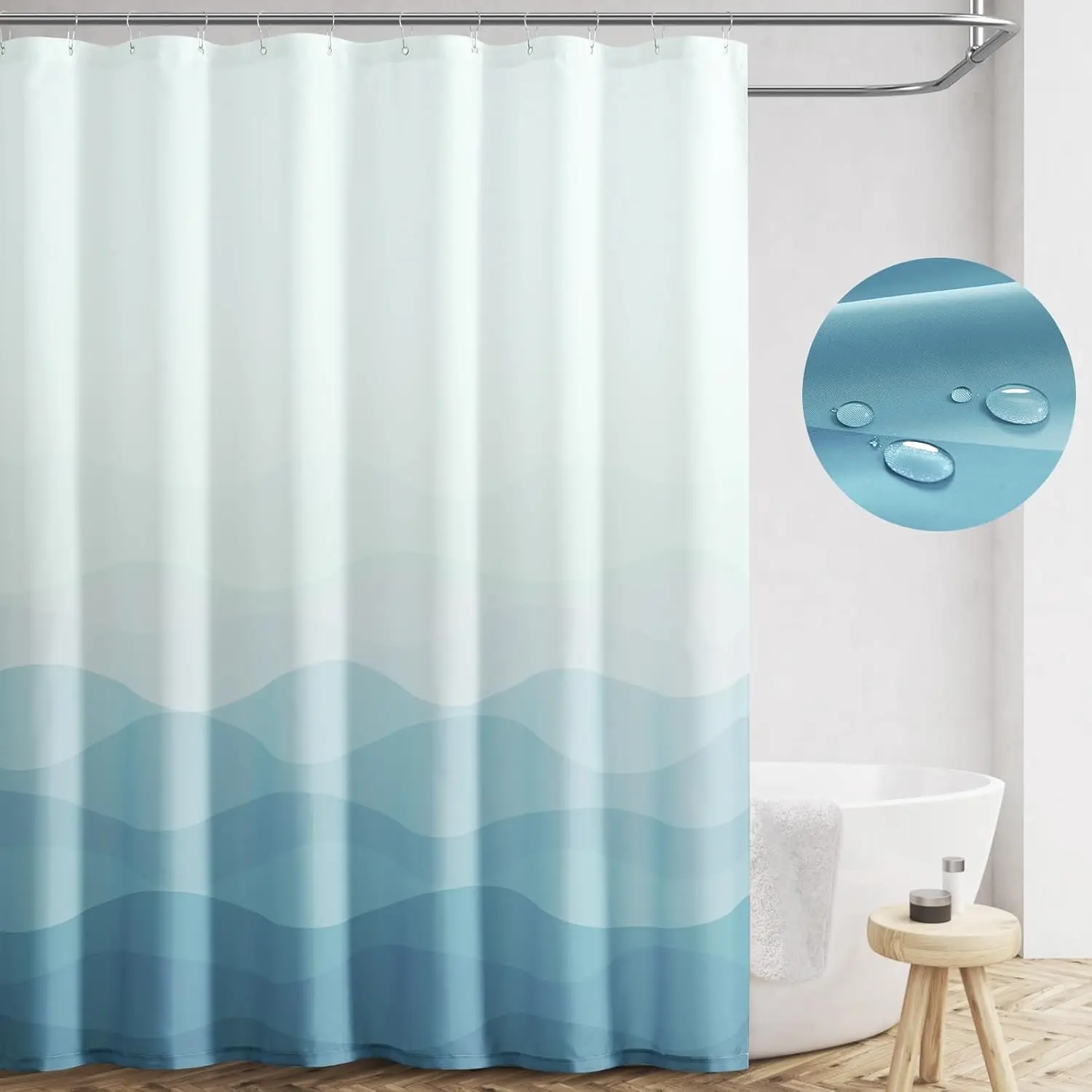Ocean Wave Ombre Shower Curtain, Waterproof Fabric, 70x72 Inches, 12 Hooks, Nautical Beach Decor
Ocean Wave Ombre Shower Curtain, Waterproof Fabric, 70x72 Inches, 12 Hooks, Nautical Beach Decor