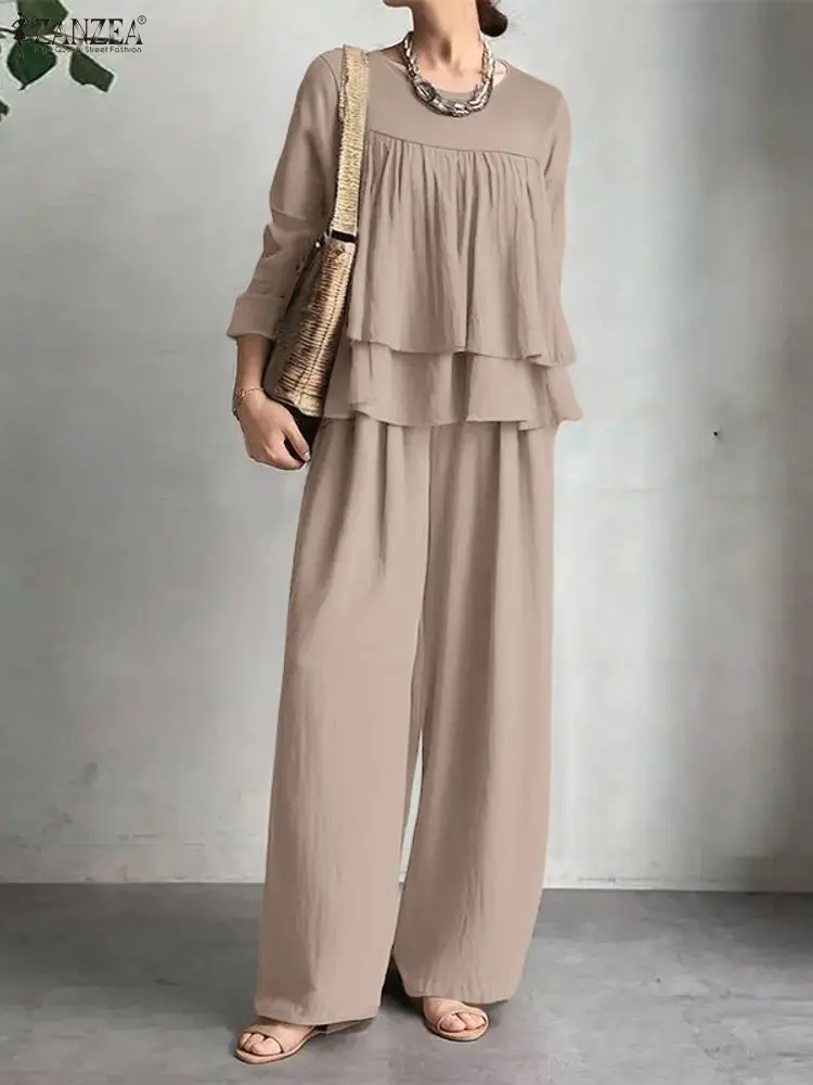 ZANZEA Women Pant Sets O-Neck Long Sleeve Blouse Wide Leg Pants 2026 Fashion 2 Piece Outfits Elegant Office Lady Streetwear 2pcs
ZANZEA Women Pant Sets O-Neck Long Sleeve Blouse Wide Leg Pants 2026 Fashion 2 Piece Outfits Elegant Office Lady Streetwear 2pcs