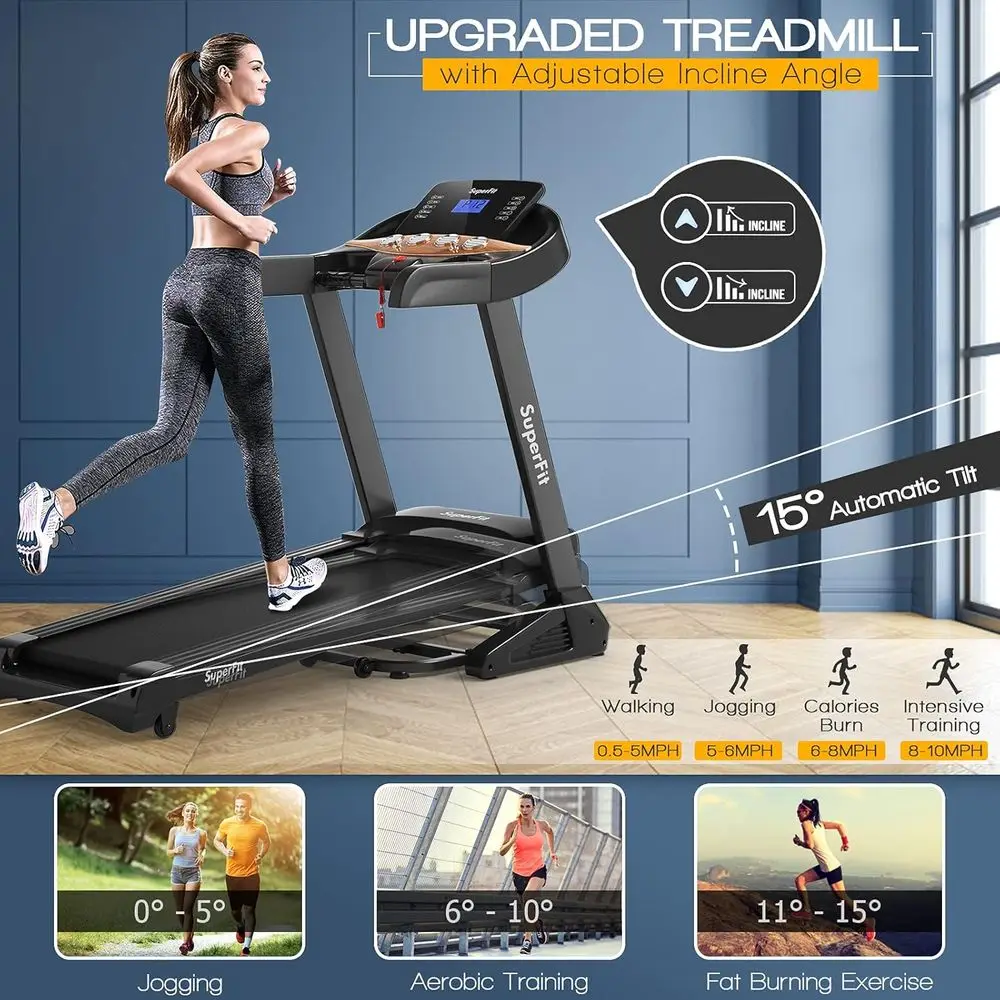 12-Program Electric Treadmill with Incline, App Control, Bluetooth Speaker, and Heart Rate Monitor for Home Gym
12-Program Electric Treadmill with Incline, App Control, Bluetooth Speaker, and Heart Rate Monitor for Home Gym