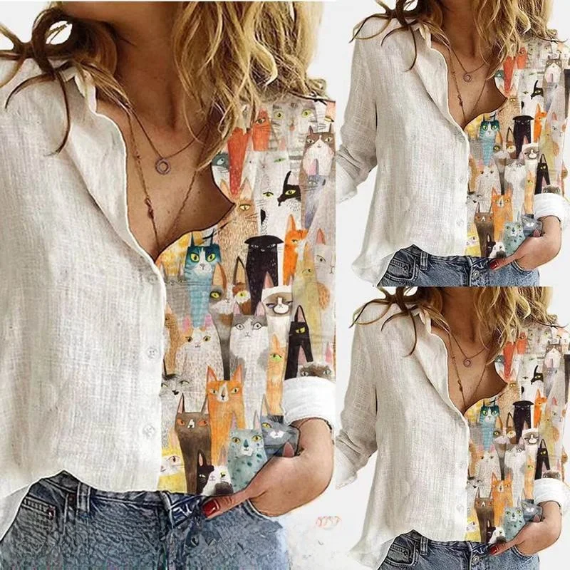 Spring Season Button up Printed Long Sve irt Women's Street Sle Collar Cotton Linen Fabric Straight Cut irt
Spring Season Button up Printed Long Sve irt Women's Street Sle Collar Cotton Linen Fabric Straight Cut irt