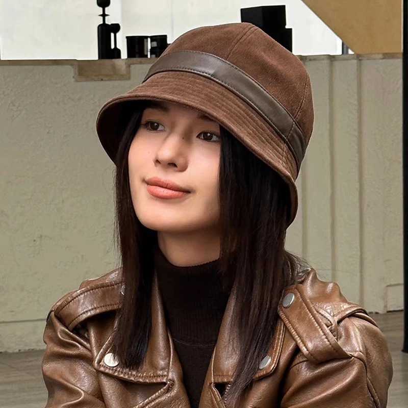 Japanese Style Genuine Leather Suede Sheepskin Women Bucket Hat Lady Fisherman Cap Gorro Women Cover Face Street Dome Hats High
Japanese Style Genuine Leather Suede Sheepskin Women Bucket Hat Lady Fisherman Cap Gorro Women Cover Face Street Dome Hats High
