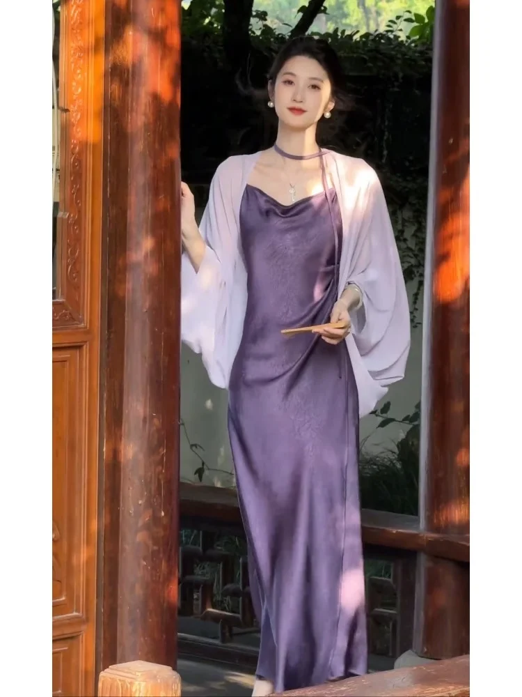 Набор из двух предметов: атласный кардиган и накидка с защитой от солнца Ele Purple для женщин, модный весенний костюм, уникальный и красивый
Набор из двух предметов: атласный кардиган и накидка с защитой от солнца Ele Purple для женщин, модный весенний костюм, уникальный и красивый