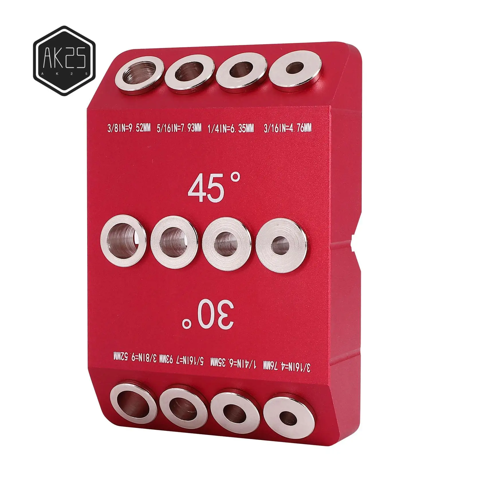 AK25-30/45/90° Angle Drill Hole Guide Jig For Angled And Straight Hole,Cable Railing Lag Screw Drilling Template
AK25-30/45/90° Angle Drill Hole Guide Jig For Angled And Straight Hole,Cable Railing Lag Screw Drilling Template