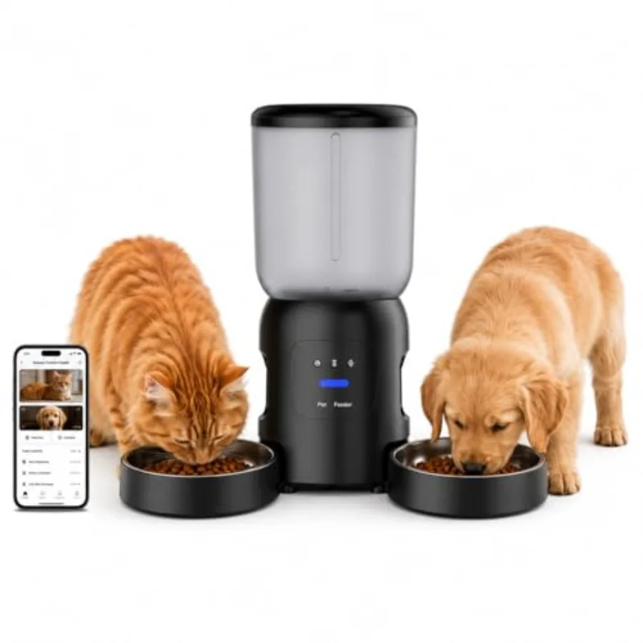 Smart pet feeder for home use, ABS plastic, white, dual 2K camera with AI recognition, dual bowl, 6L capacity, WiFi app control
Smart pet feeder for home use, ABS plastic, white, dual 2K camera with AI recognition, dual bowl, 6L capacity, WiFi app control
