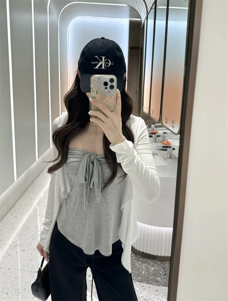 Kumikumi Women's Summer Slim Fit Knitted Long Sleeve Open Cardigan Set Casual Versatile Color Inner Wear Tank Top Two-P...
Kumikumi Women's Summer Slim Fit Knitted Long Sleeve Open Cardigan Set Casual Versatile Color Inner Wear Tank Top Two-P...