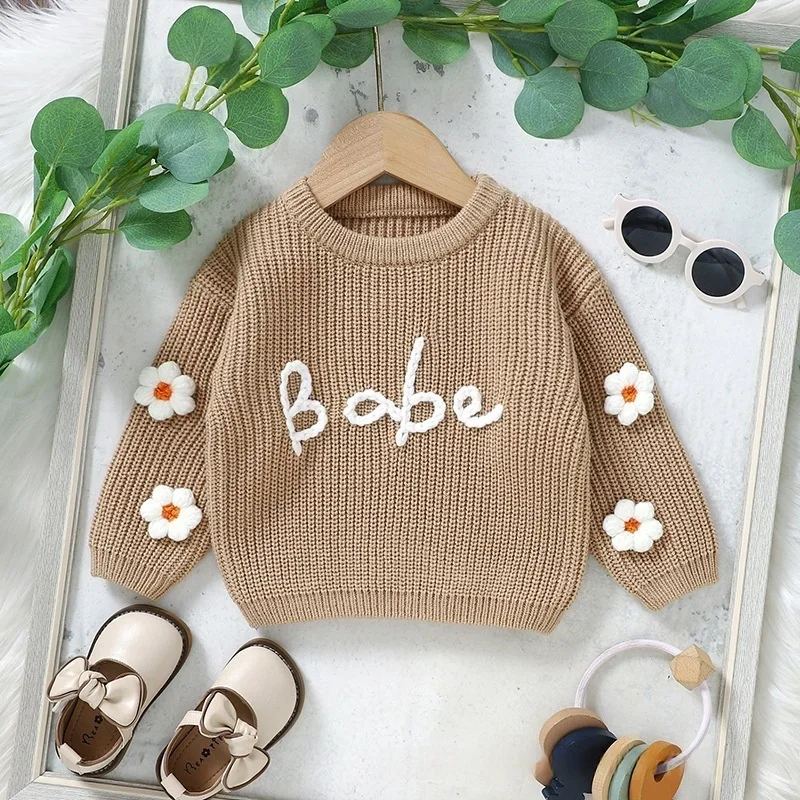 Toddler Girl Hand Embroidered Knit Sweater 0 - 3Y Girls Baby Sweaters Letter and Flower Decor Pullover Cute Casual Autumn Wear
Toddler Girl Hand Embroidered Knit Sweater 0 - 3Y Girls Baby Sweaters Letter and Flower Decor Pullover Cute Casual Autumn Wear