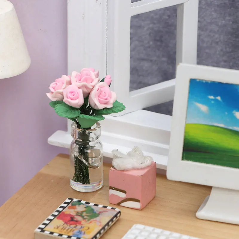 1:12 Dollhouse Miniature Rose Bouquet in Glass Vase-Tiny Potted Flower Decor, Cute Micro Scene Ornament & Car Dashboard Figurine
1:12 Dollhouse Miniature Rose Bouquet in Glass Vase-Tiny Potted Flower Decor, Cute Micro Scene Ornament & Car Dashboard Figurine