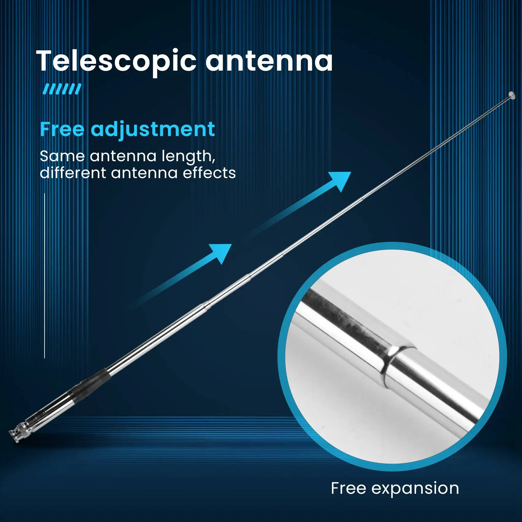 B24A 27Mhz Antenna 9-Inch to 51-Inch Telescopic/Rod HT Antennas for CB Handheld/Portable Radio with BNC Connector
B24A 27Mhz Antenna 9-Inch to 51-Inch Telescopic/Rod HT Antennas for CB Handheld/Portable Radio with BNC Connector