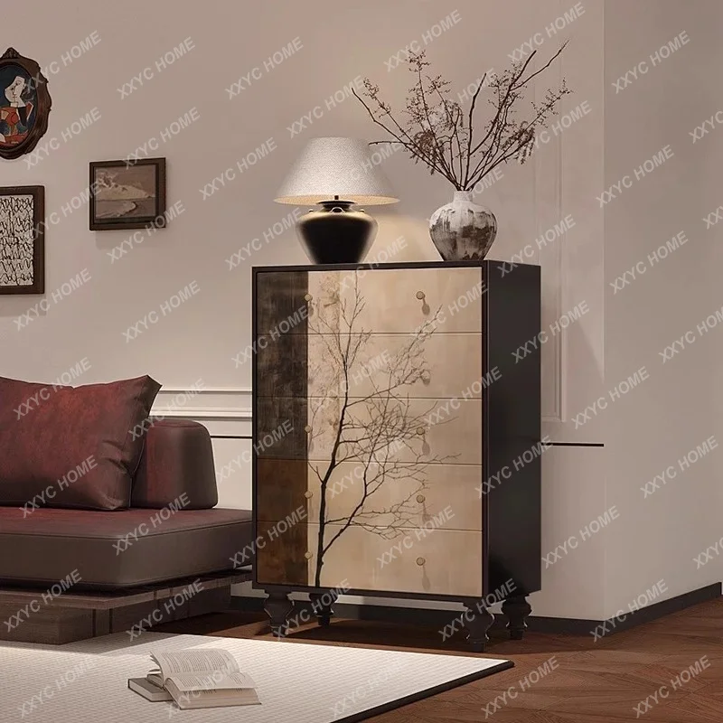 A retro tree branches solid wood five-bucket bedroom storage porch side cabinet
A retro tree branches solid wood five-bucket bedroom storage porch side cabinet