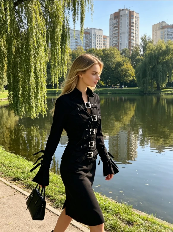 2026 New Punk Style Black Shirt for Women Metal Buckle Belt Cinched Waist Unique Design Cool & Edgy Tie-up Long Sleeve Top
2026 New Punk Style Black Shirt for Women Metal Buckle Belt Cinched Waist Unique Design Cool & Edgy Tie-up Long Sleeve Top