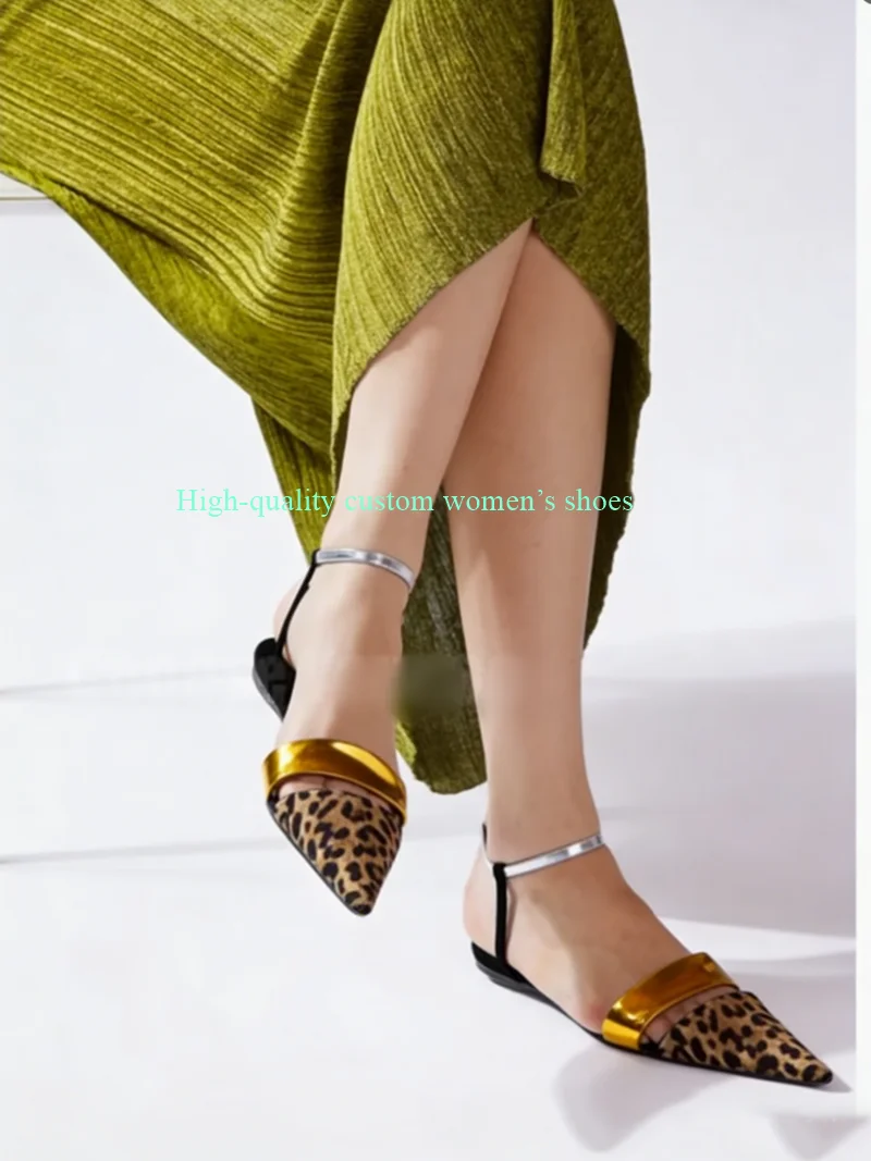 Leopard Print Women's Flat Heels Low-Cut Sandals Gold Broadband Pairing Ankle Straps Handmade Luxury Women's Shoes Banquet Shoes
Leopard Print Women's Flat Heels Low-Cut Sandals Gold Broadband Pairing Ankle Straps Handmade Luxury Women's Shoes Banquet Shoes