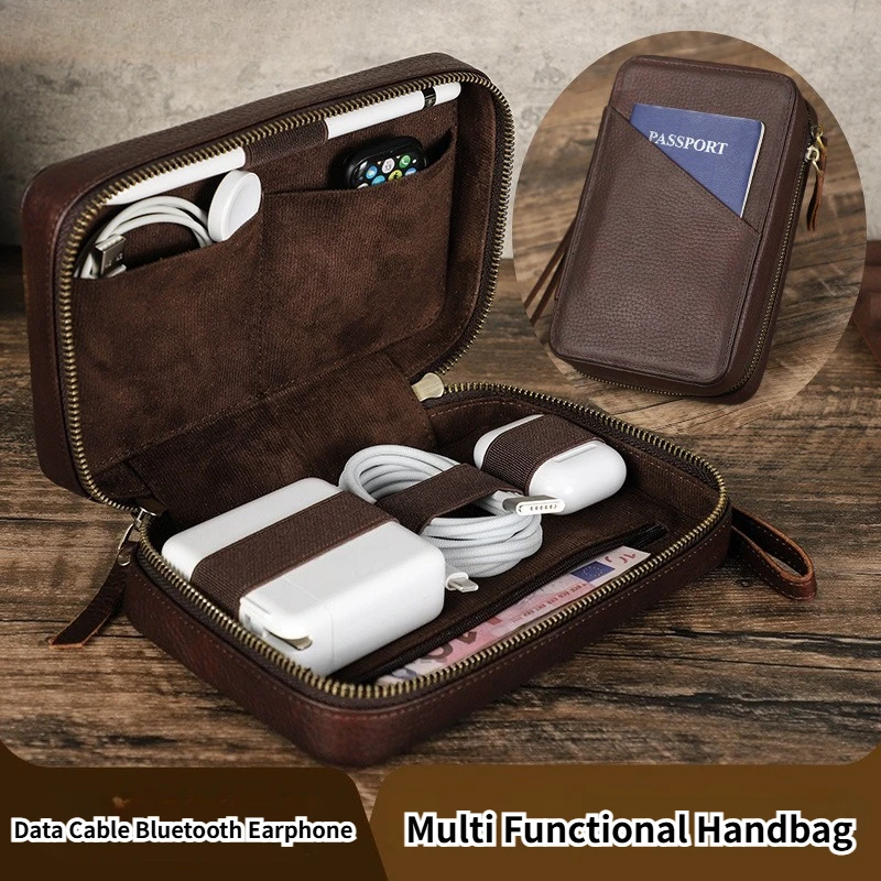 Новая многофункциональная сумка из кожи Crazy Horse для хранения кабелей, Bluetooth-наушников и других аксессуаров для путешествий
Новая многофункциональная сумка из кожи Crazy Horse для хранения кабелей, Bluetooth-наушников и других аксессуаров для путешествий