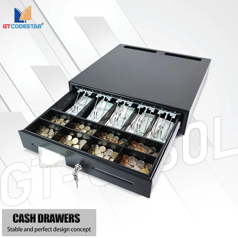 Cash Drawer GT-C460L Metal Case Box RJ11 ElectricalDual Check Port Money Cash Locker Register Drawer for POS System