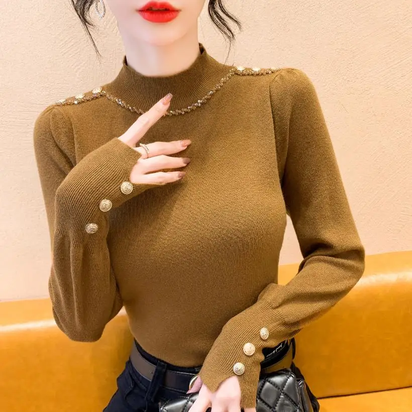 Thickened Half-High Collar Beaded Base Shirt Women's Autumn Winter Inner Wear Sweater High-End Feeling Base Top Commute Style...
Thickened Half-High Collar Beaded Base Shirt Women's Autumn Winter Inner Wear Sweater High-End Feeling Base Top Commute Style...