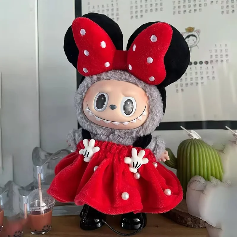 Original 17cm Labubu V1 V2 Vinyl Doll Clothes Handmade Mickey Mouse Costume Polka Dot Dress Set Bow Headwear Quality Gift
Original 17cm Labubu V1 V2 Vinyl Doll Clothes Handmade Mickey Mouse Costume Polka Dot Dress Set Bow Headwear Quality Gift 
