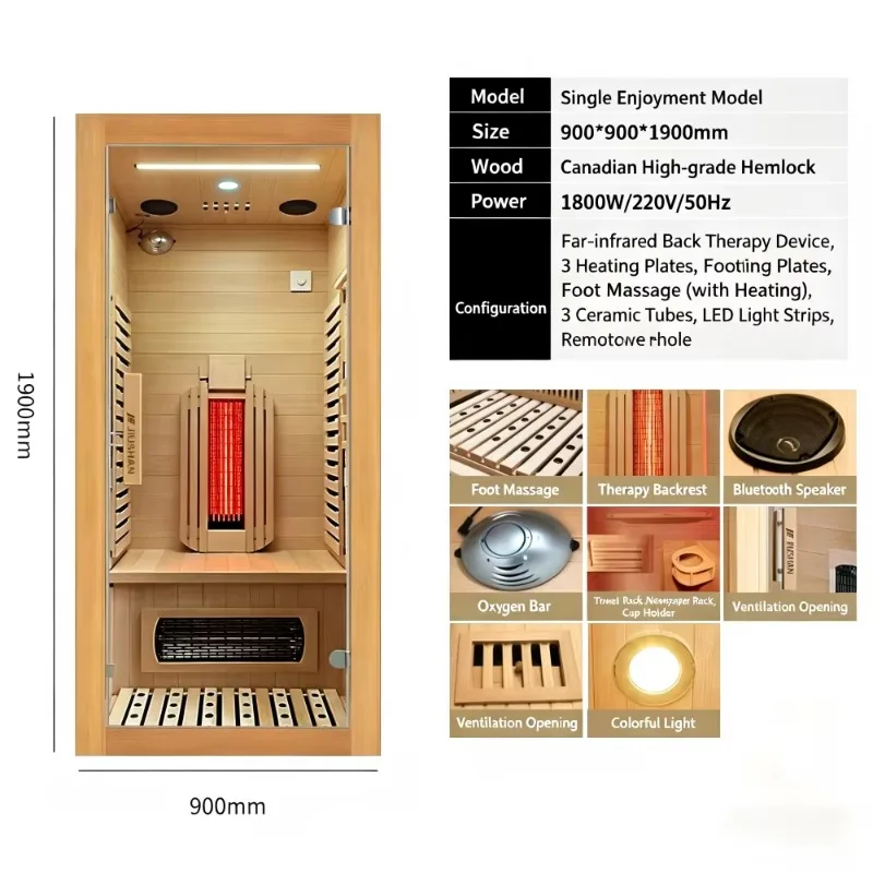 Professional Grade Modern 1 Person Indoor Canadian Hemlock Eco-Friendly Electric Dry Steam Sauna Room Panoramic View Gym Use
Professional Grade Modern 1 Person Indoor Canadian Hemlock Eco-Friendly Electric Dry Steam Sauna Room Panoramic View Gym Use