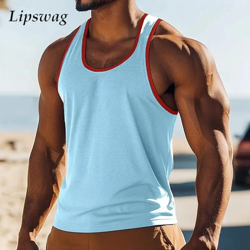 Contrast Color Patchwork Casual Tank Tops Men Summer Fashionable Sleeveless O Neck Camisoles Mens Sports Fitness Leisure Vest
Contrast Color Patchwork Casual Tank Tops Men Summer Fashionable Sleeveless O Neck Camisoles Mens Sports Fitness Leisure Vest