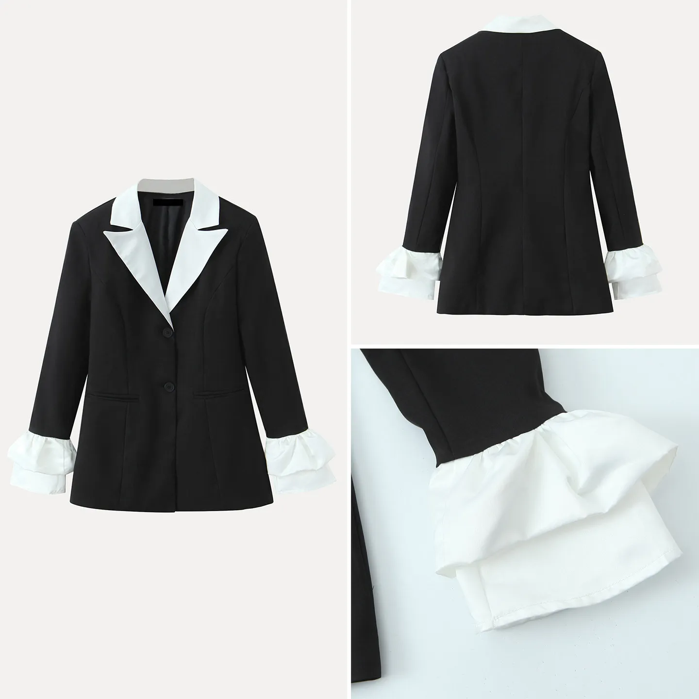 Spring 2026 Women's Suit Jacket Personality Blossom Splicing Sleeve Long Sleeve Chinese Brand ZADATA Fashion Ladies Coat
Spring 2026 Women's Suit Jacket Personality Blossom Splicing Sleeve Long Sleeve Chinese Brand ZADATA Fashion Ladies Coat