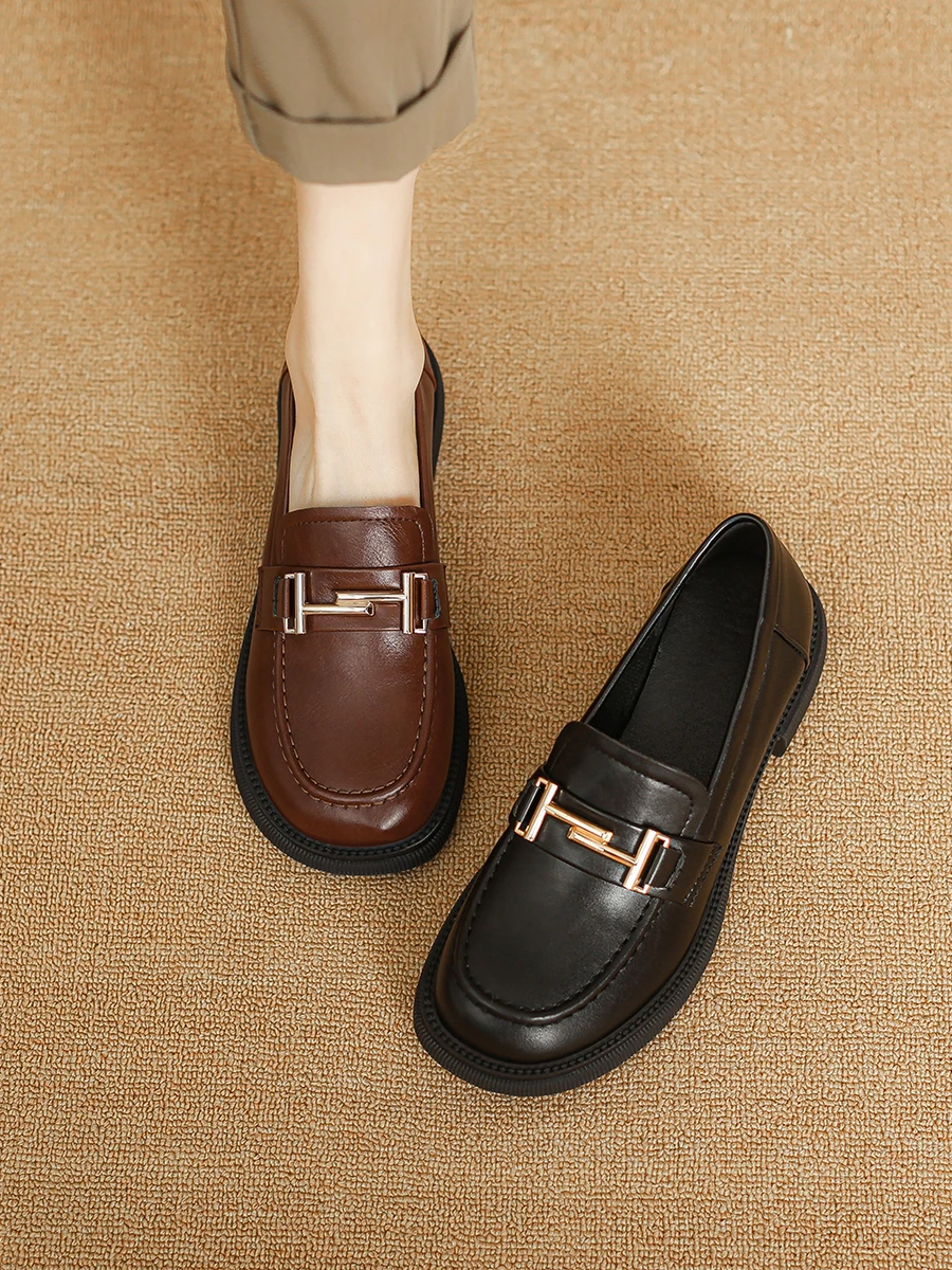 Women Brown Loafers College Style Thick Sole Round Toe Loafers Maillard Black Classic Style Must-Have for Daily Wear
Women Brown Loafers College Style Thick Sole Round Toe Loafers Maillard Black Classic Style Must-Have for Daily Wear