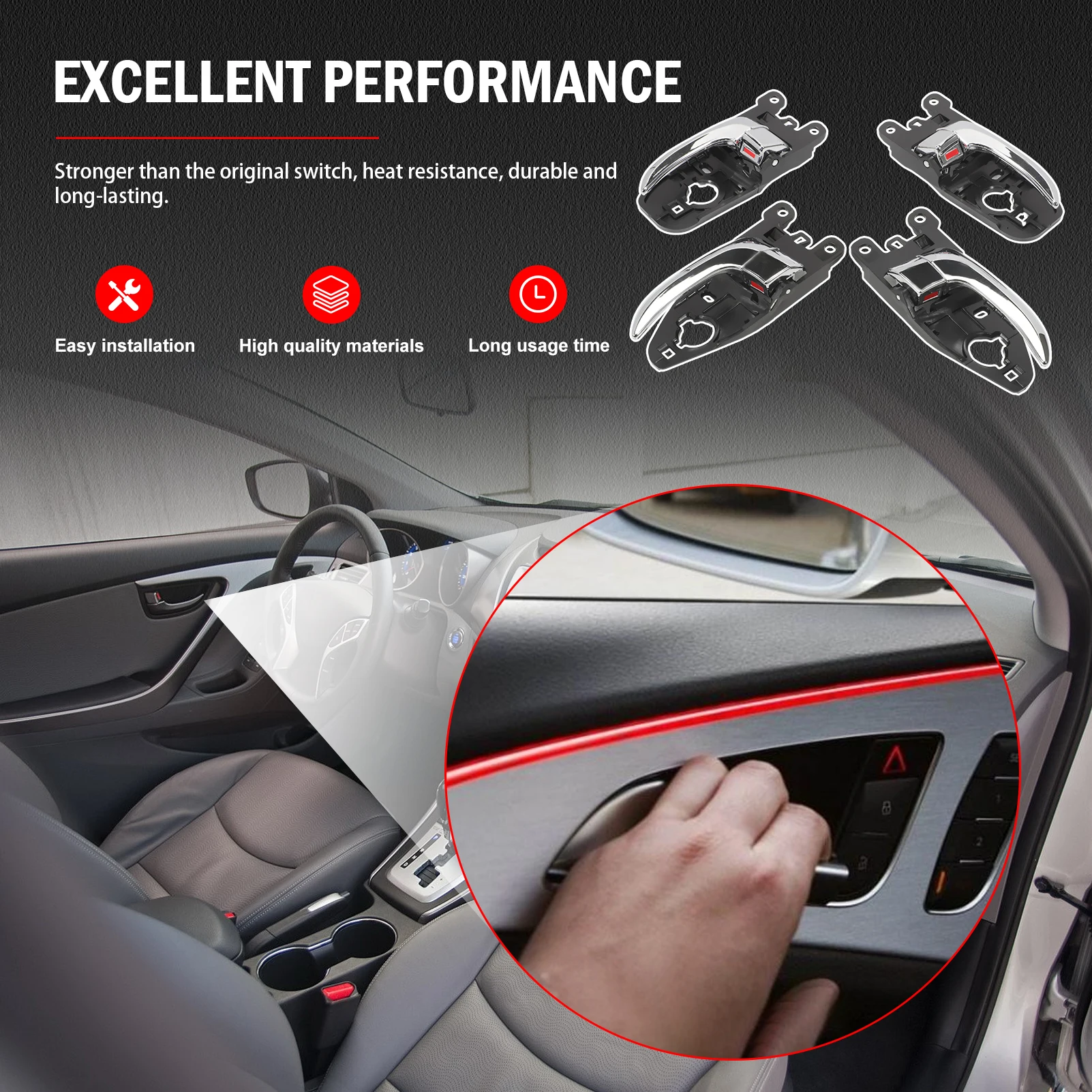 4 Pcs Chrome Interior Door Handle For Hyundai Elantra 2011-2016 Inner Front Rear Driver & Passenger Side 82613-MD000 82623-MD000
4 Pcs Chrome Interior Door Handle For Hyundai Elantra 2011-2016 Inner Front Rear Driver & Passenger Side 82613-MD000 82623-MD000