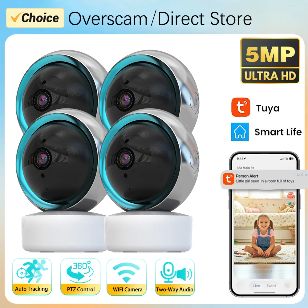 Tuya Smart Life Home Security Camera System Wireless 5MP Wifi CCTV PTZ IP Video Surveillance Camera Two-Way Audio Baby Monitor
Tuya Smart Life Home Security Camera System Wireless 5MP Wifi CCTV PTZ IP Video Surveillance Camera Two-Way Audio Baby Monitor