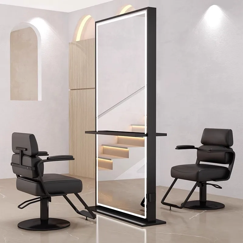 High-end trendy barbershop mirror hairdressing perm dyeing single and double-sided floor-to-ceiling large mirror with countertop
High-end trendy barbershop mirror hairdressing perm dyeing single and double-sided floor-to-ceiling large mirror with countertop