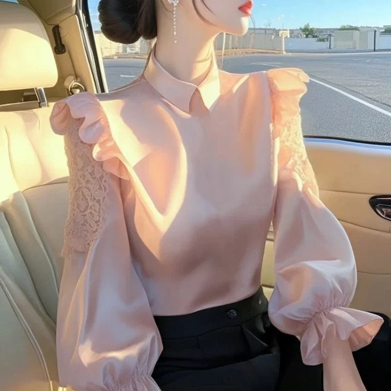 Satin Women's Blouses Korean Office Lady Shirts FASHION Loose Spring/Summer Ruffle Vintage Clothing Solid Long Sleeve Women Tops
Satin Women's Blouses Korean Office Lady Shirts FASHION Loose Spring/Summer Ruffle Vintage Clothing Solid Long Sleeve Women Tops