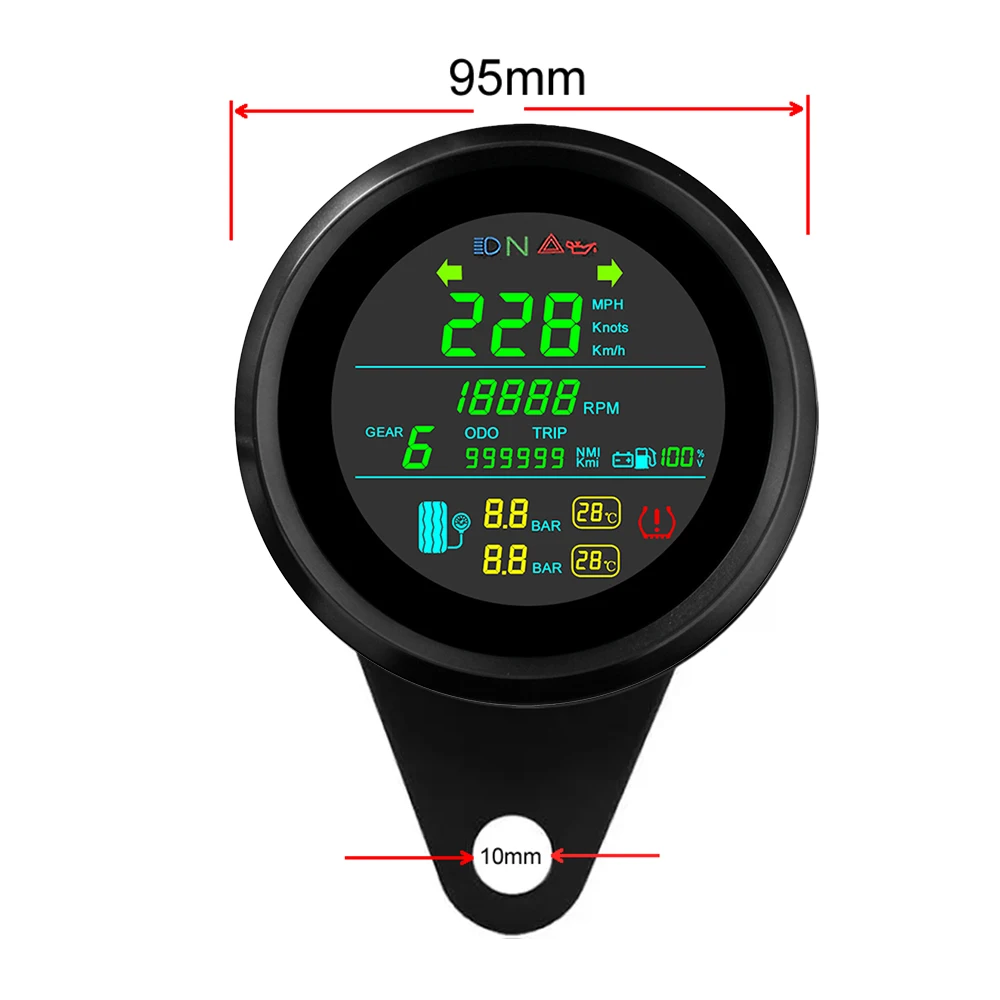 ELING 3 3/8'' Speedometer Odometer Digital GPS RPM Voltmeter Fuel Level with Tire Pressure Temperature Alarm for Motorcycle
ELING 3 3/8'' Speedometer Odometer Digital GPS RPM Voltmeter Fuel Level with Tire Pressure Temperature Alarm for Motorcycle