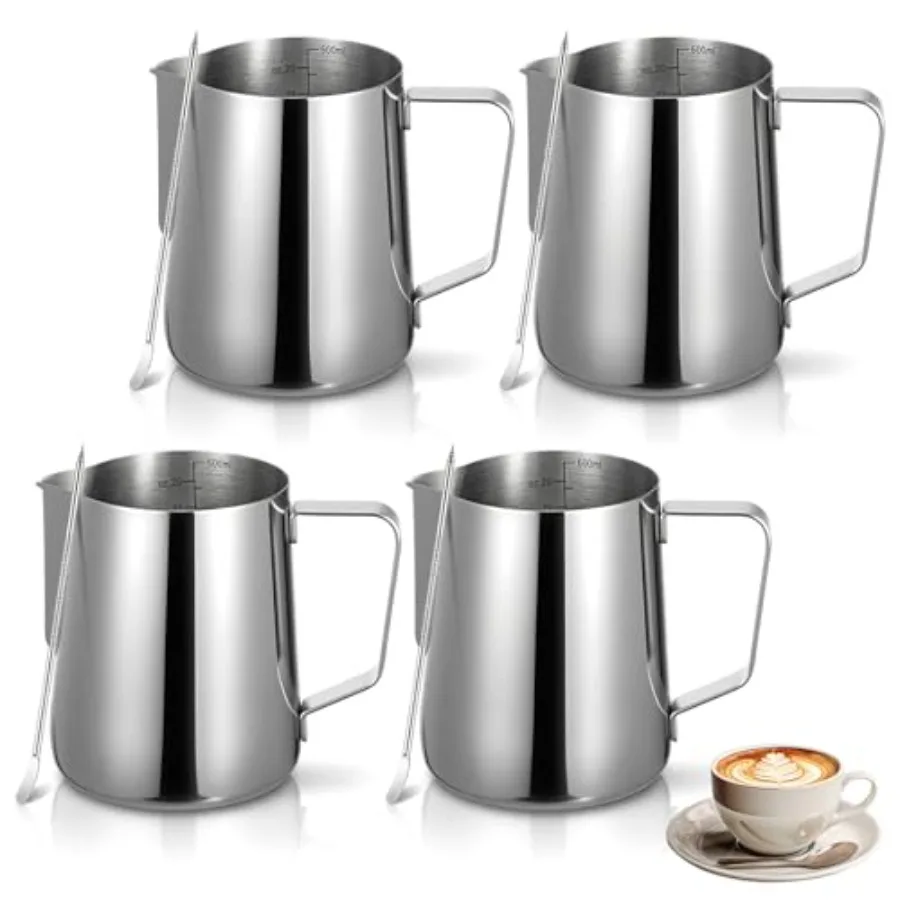 4 Pcs 20oz Milk Frothing Pitcher with 4pcs Latte Art Pen 304 Stainless Steel Steaming Pitchers with Sharp Spout Milk Frother Cu
4 Pcs 20oz Milk Frothing Pitcher with 4pcs Latte Art Pen 304 Stainless Steel Steaming Pitchers with Sharp Spout Milk Frother Cu