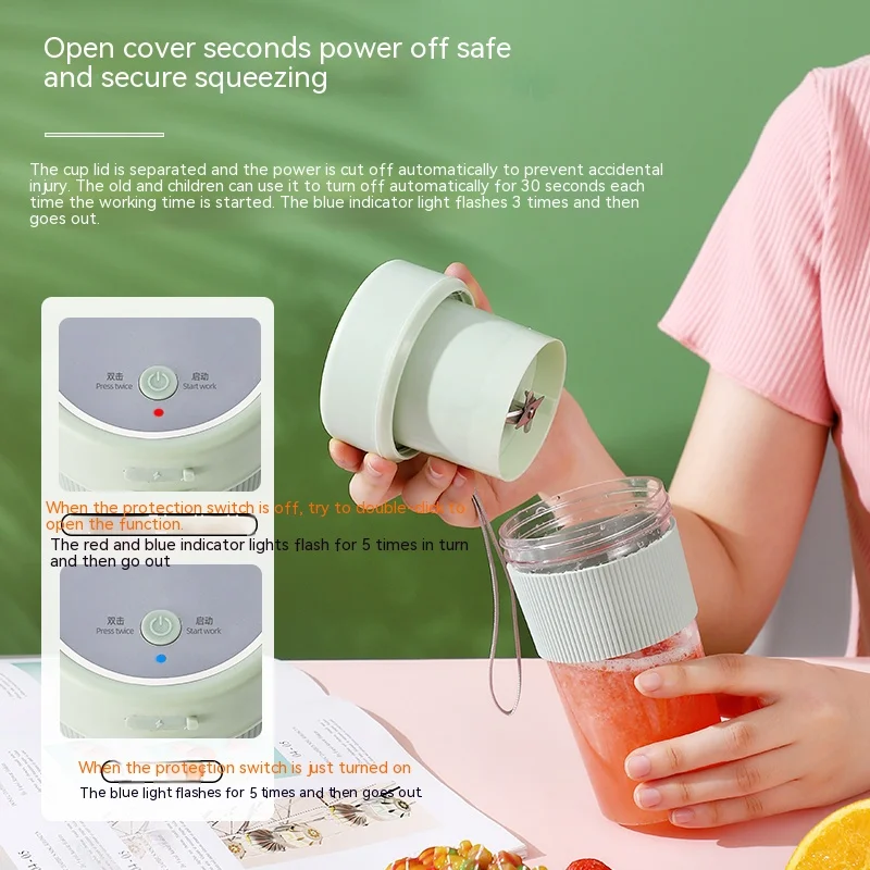 Mini electric juicer USB charging portable juicer cup Multi-functional automatic juicer cup with straw to take with you
Mini electric juicer USB charging portable juicer cup Multi-functional automatic juicer cup with straw to take with you