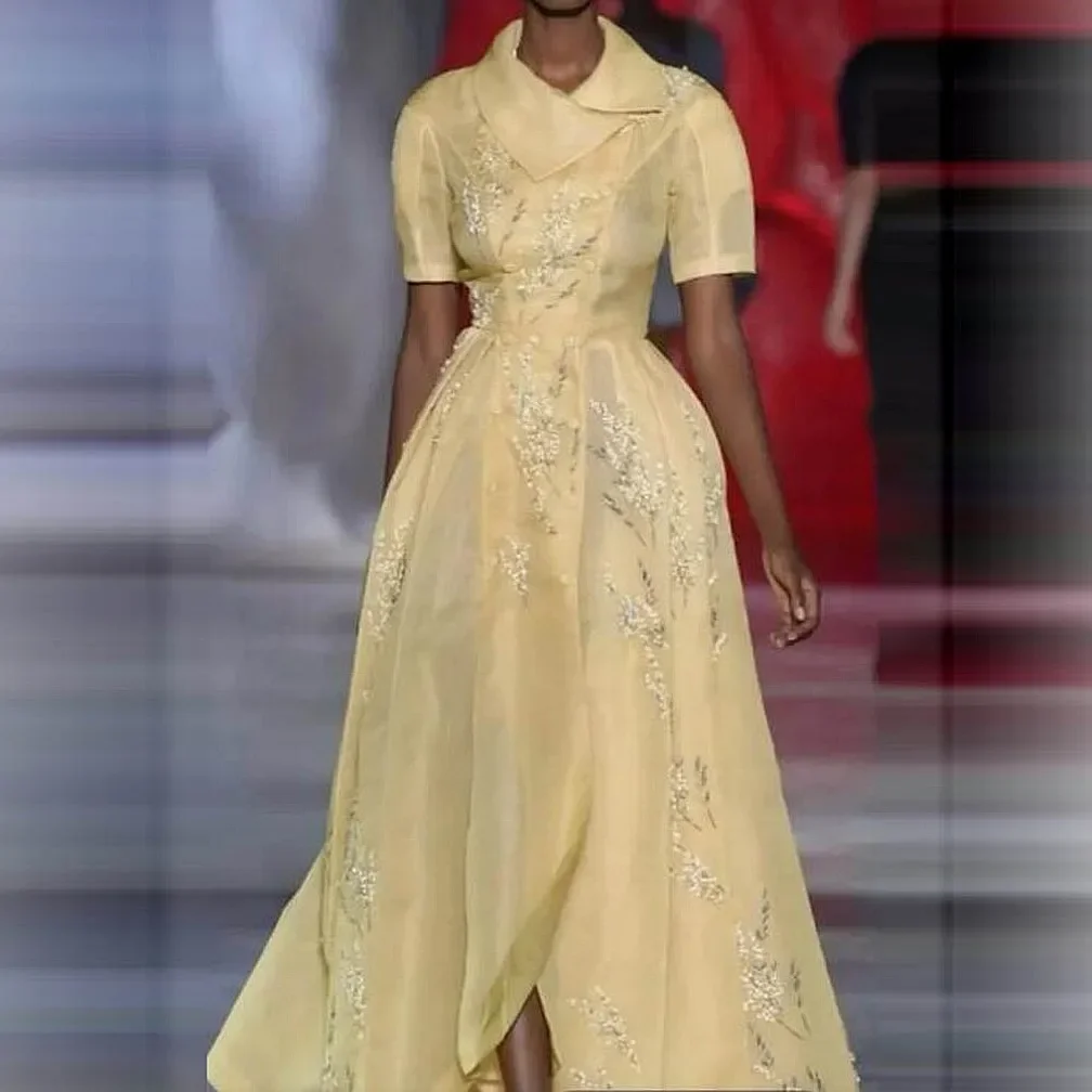 With Short Sleeves Appliques vestidos de noche Front Slit Dubai Arabic Evening Party Dress African Women Prom Dresses
With Short Sleeves Appliques vestidos de noche Front Slit Dubai Arabic Evening Party Dress African Women Prom Dresses