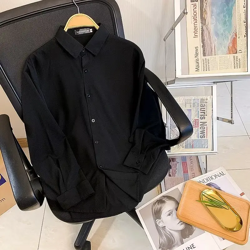 Bla Casual Long Sve irt for Men Trendy Brand Loose Inner Wear Pure Color Youthful Sle Four Season Versatile
Bla Casual Long Sve irt for Men Trendy Brand Loose Inner Wear Pure Color Youthful Sle Four Season Versatile