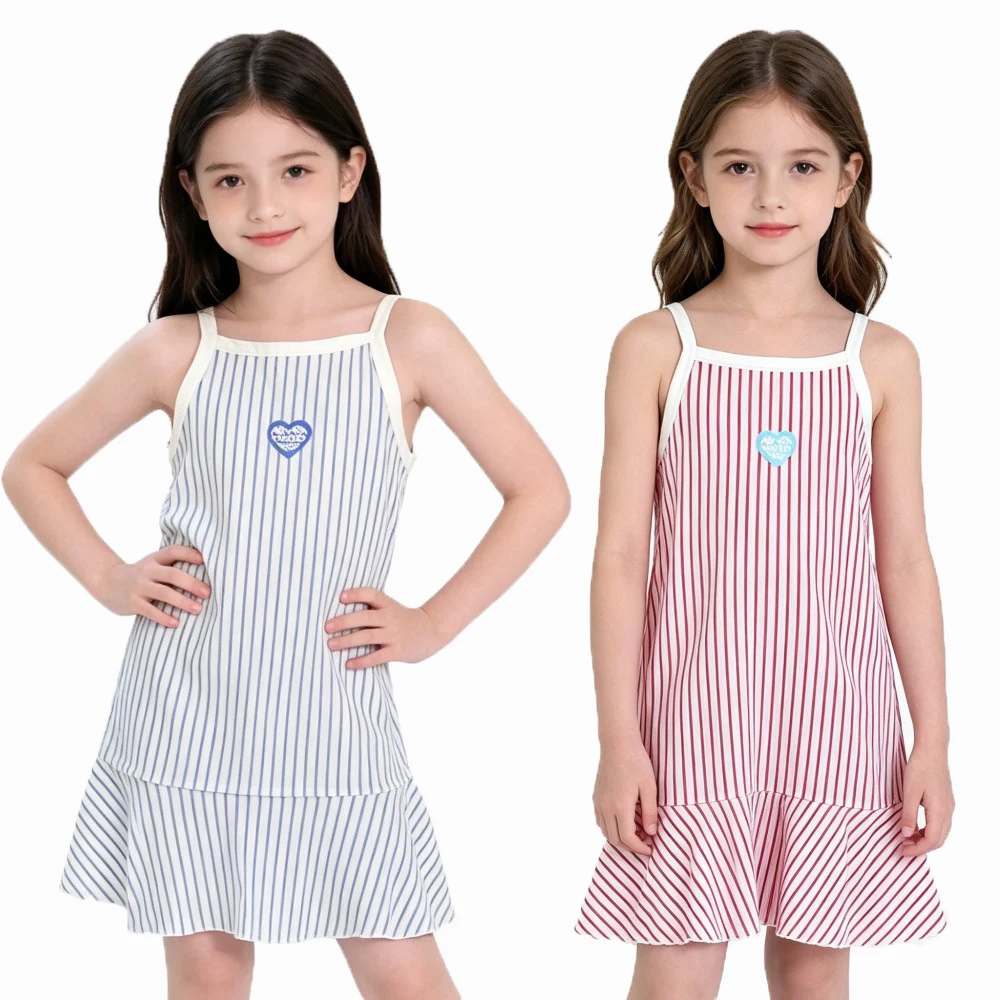 Sweet Kids Girls Suspender Nightdress Heart/Stripes Print Casual Summer Homewear Dress For Toddler Teen Girls Soft Sleepwear
Sweet Kids Girls Suspender Nightdress Heart/Stripes Print Casual Summer Homewear Dress For Toddler Teen Girls Soft Sleepwear