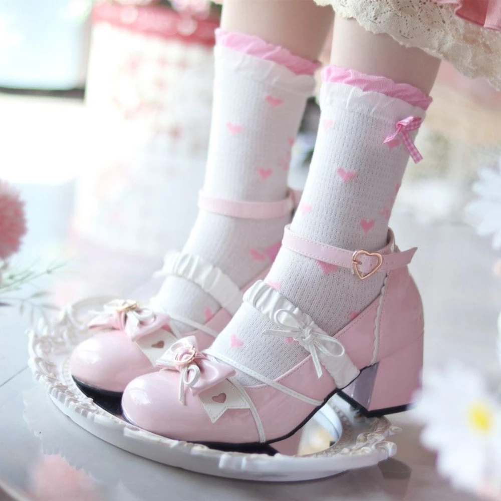 Lolita Women Shoes Elegant and Cute Middle Heel Round Head Bow Mary Jane Pink Platform Single Shoes Kawaii pumps
Lolita Women Shoes Elegant and Cute Middle Heel Round Head Bow Mary Jane Pink Platform Single Shoes Kawaii pumps