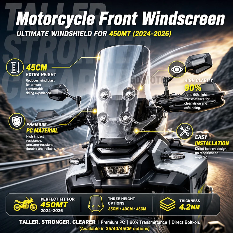 For CFMOTO CF450MT MT450 Windscreen Front Windscreen Windshield 450 MT Raised Windshield for cf moto 450MT Accessories 2024 2025
For CFMOTO CF450MT MT450 Windscreen Front Windscreen Windshield 450 MT Raised Windshield for cf moto 450MT Accessories 2024 2025